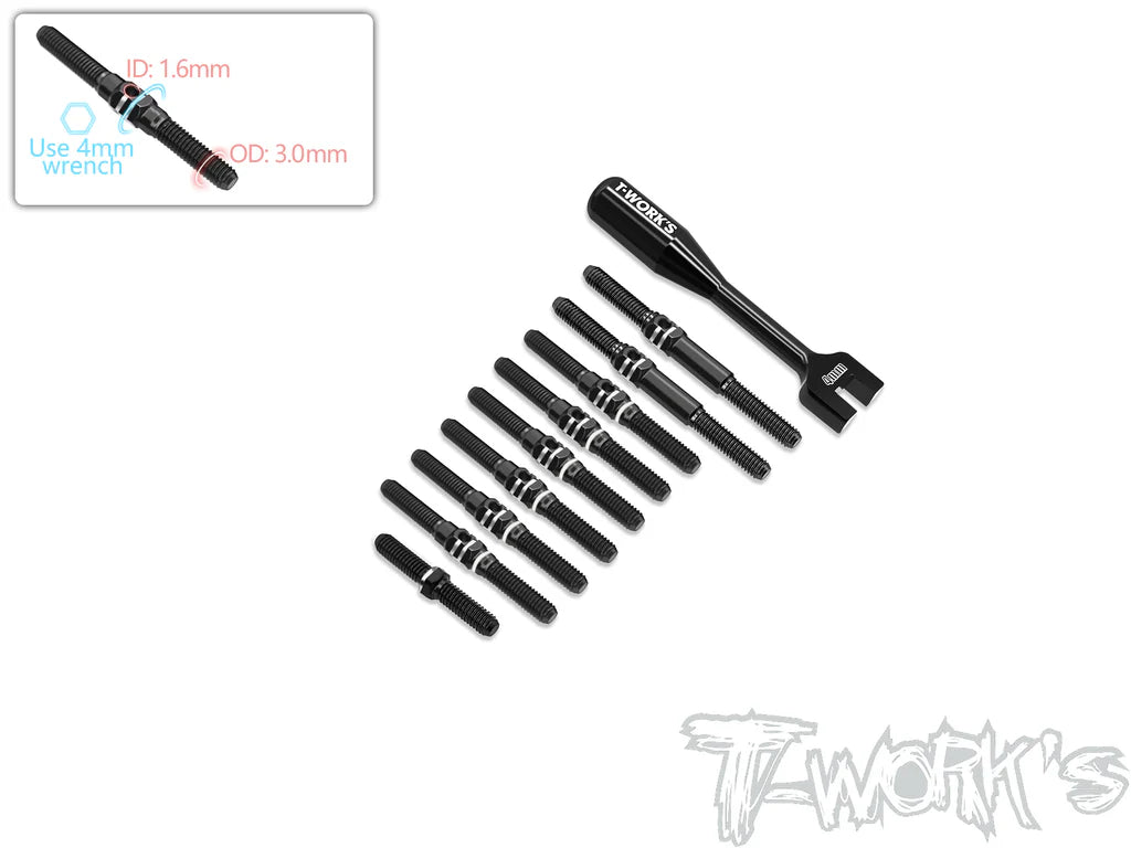 T-Work's TBB-TC10-3 64 Titanium Black Coating Turnbuckle Set ( For AXON TC10/3 ) - RCXX - RC Racing Shop | RC Models | Tuning & Spare Parts for Professionals