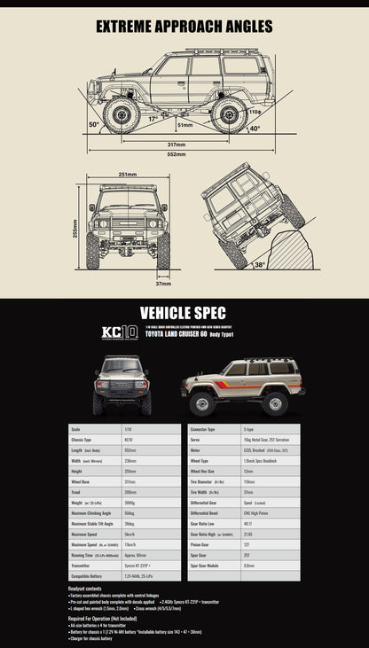 Kyosho KC10 1/10 Toyota Land Cruiser 60 Crawler 4WD RTR - K.34801T1B