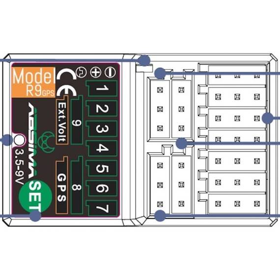 Absima 9-Kanal Empfänger R9GPS 2.4GHz - AB2020023 - RCXX - RC Racing Shop | RC Models | Tuning & Spare Parts for Professionals