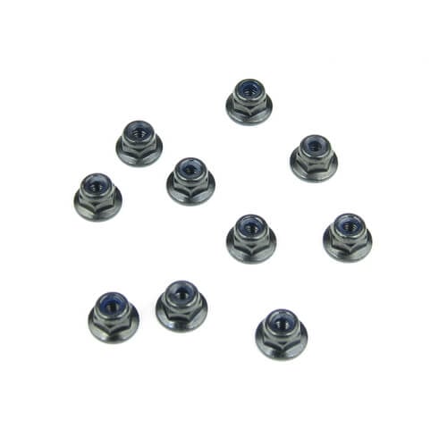 Tekno M3 Locknuts (flanged, black, 10pcs) - TKR1211