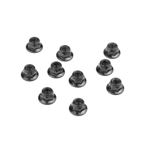 Tekno M5 Locknuts (flanged, black, 10pcs) - TKR1214