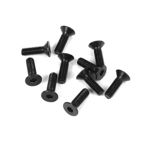 Tekno M3x10mm Flat Head Screws (black, 10pcs) - TKR1323