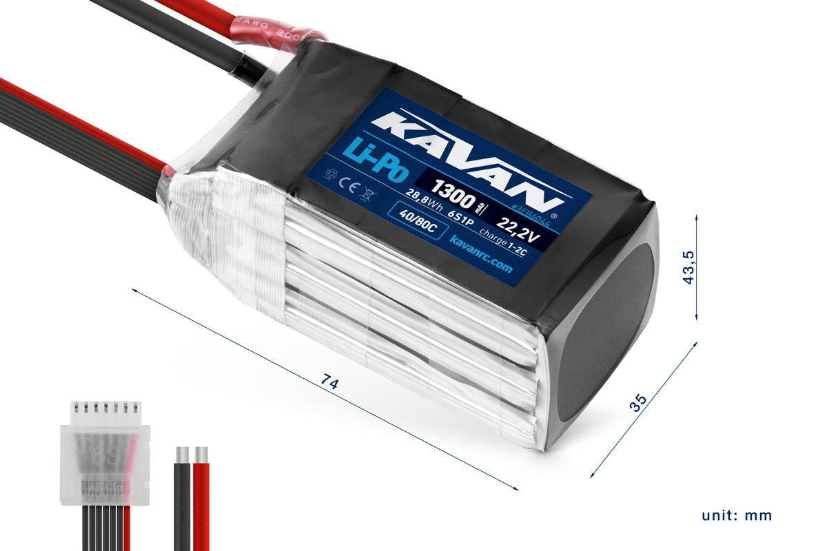 KAVAN Li-Po Akku 1300mAh 22,2V 40/80C – KAV33.6044